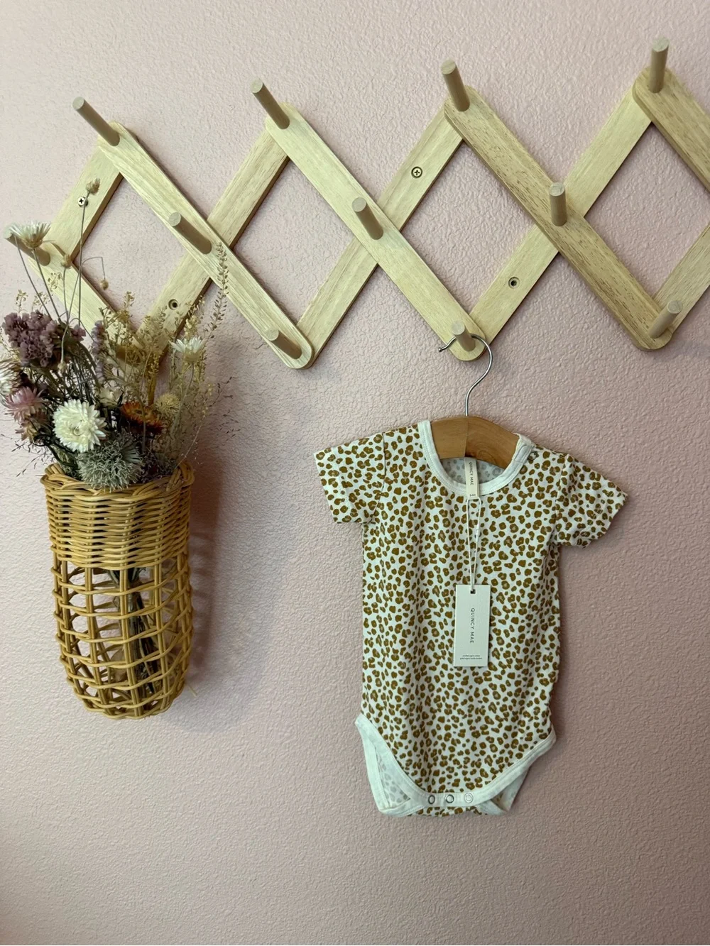 NWT Bamboo Quincy Mae Leopard Print Short Sleeve Baby Onesie